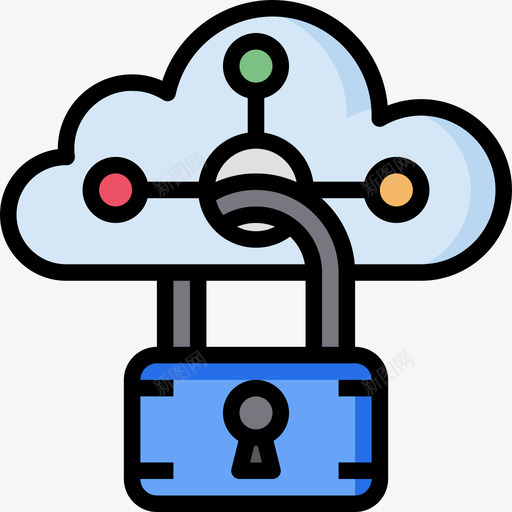 安全性云技术14线性颜色图标svg_新图网 https://ixintu.com 安全性 技术 线性 颜色