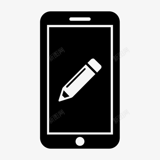 智能手机铅笔屏幕图标svg_新图网 https://ixintu.com 屏幕 技术 智能手机 铅笔