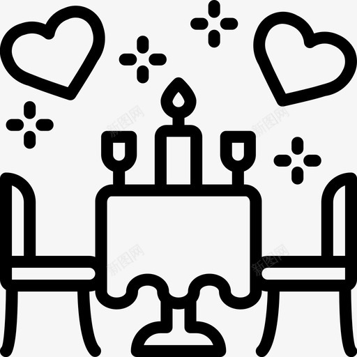 晚餐情人节直系图标svg_新图网 https://ixintu.com 情人节 晚餐 直系