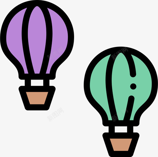 热气球嘉年华24线性颜色图标svg_新图网 https://ixintu.com 嘉年华24 热气球 线性颜色