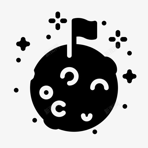 旗帜天文学月亮图标svg_新图网 https://ixintu.com 天文学 太空 太空雕文 旗帜 月亮 行星