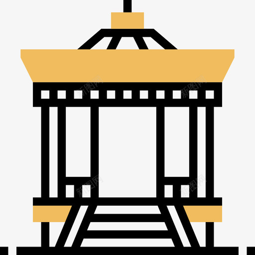 神社日本25号黄影图标svg_新图网 https://ixintu.com 日本25号 神社 黄影