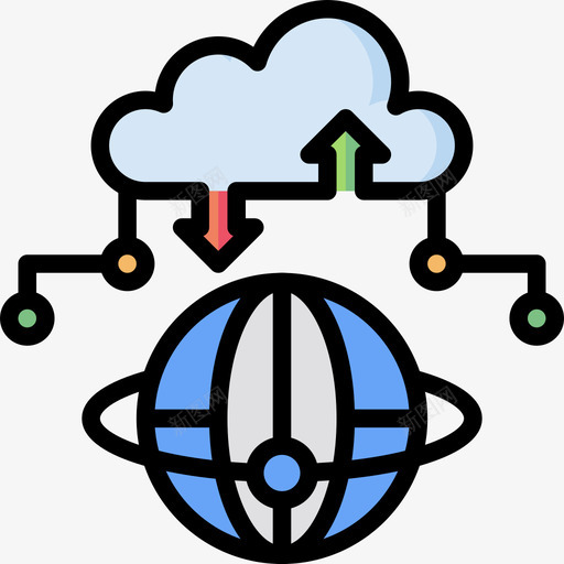互联网云技术14线颜色图标svg_新图网 https://ixintu.com 互联网 技术 颜色