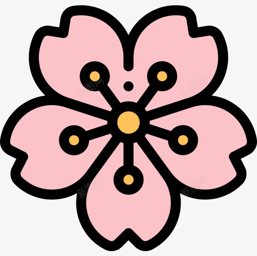 樱花花18线形颜色图标svg_新图网 https://ixintu.com 樱花 线形 颜色