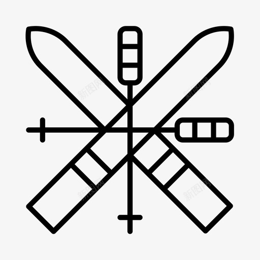 滑雪下坡运动图标svg_新图网 https://ixintu.com 下坡 冬季运动 滑雪 运动