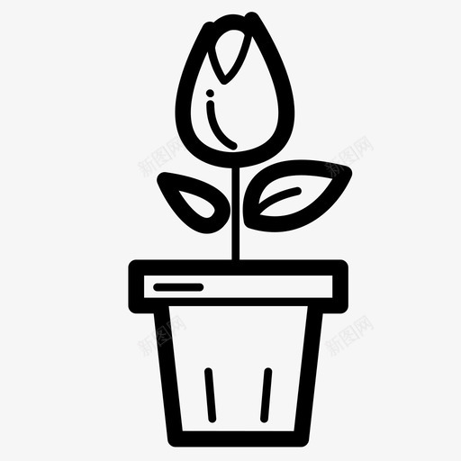 花盆开花玫瑰图标svg_新图网 https://ixintu.com 开花 春天 玫瑰 花盆