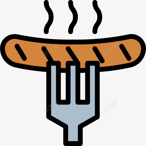 香肠食品饮料3原色图标svg_新图网 https://ixintu.com 原色 食品饮料 香肠