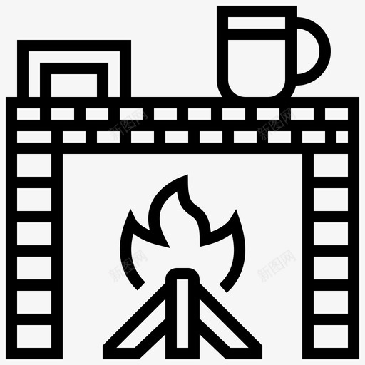 壁炉装饰室内图标svg_新图网 https://ixintu.com 壁炉 室内 家居装饰线 装饰