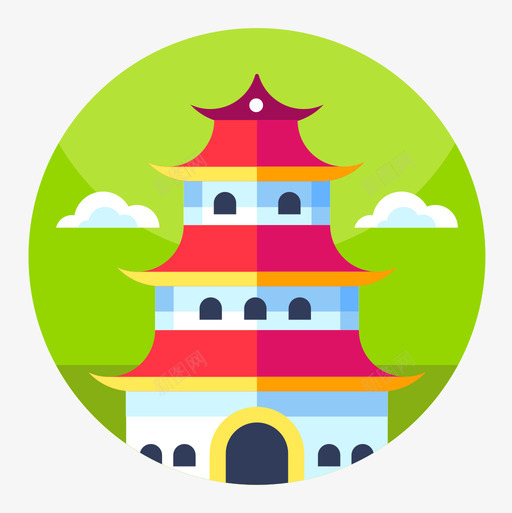 宝塔中国40扁平图标svg_新图网 https://ixintu.com 中国40 宝塔 扁平