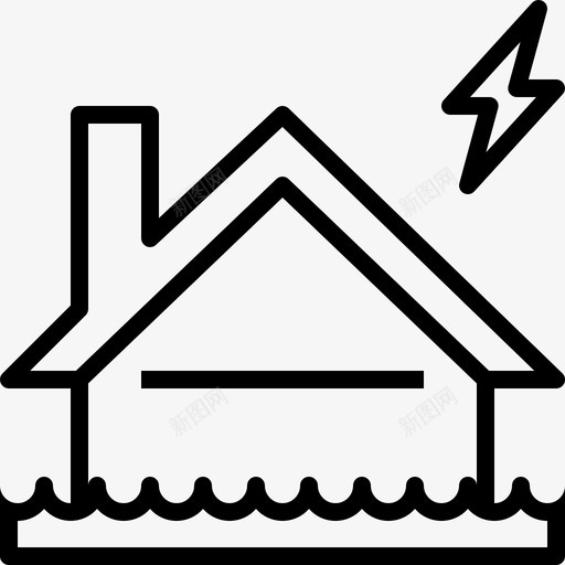 洪水与房屋灾害房屋svg免抠素材_新图网 https://ixintu.com 洪水与房屋 灾害 房屋 雷电 保险