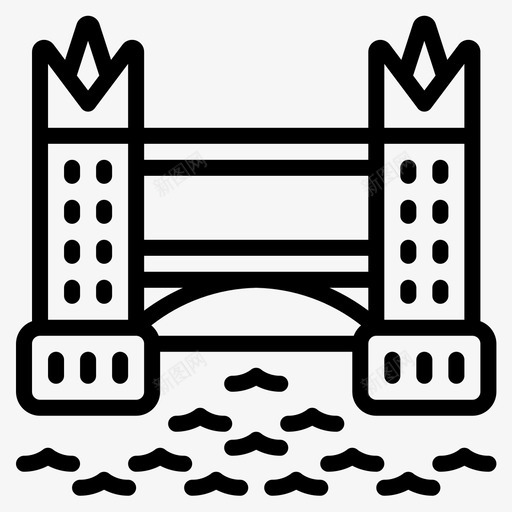 塔桥地标和纪念碑直线型图标svg_新图网 https://ixintu.com 地标 塔桥 直线 纪念碑 线型