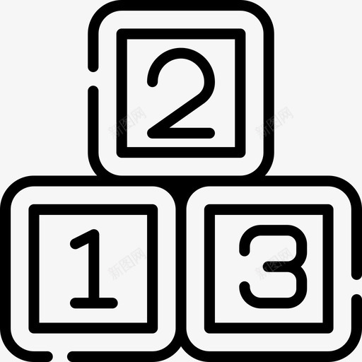 数字积木儿童玩具21线性图标svg_新图网 https://ixintu.com 儿童玩具 数字 积木 线性