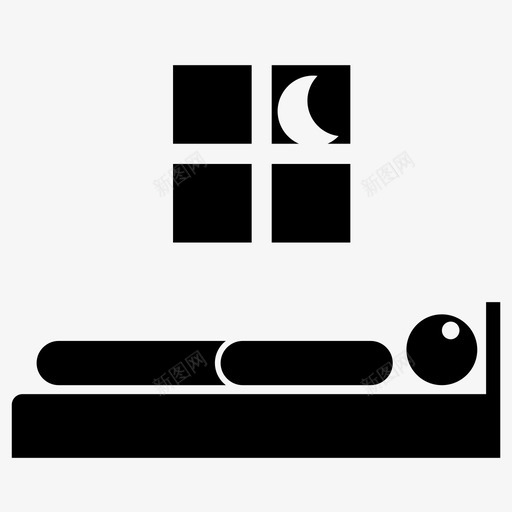 失眠床月图标svg_新图网 https://ixintu.com 失眠