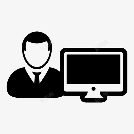 客户计算机员工图标svg_新图网 https://ixintu.com 3个带有计算机监视器矢量符号的用户图标 internet online user 员工 客户 计算机