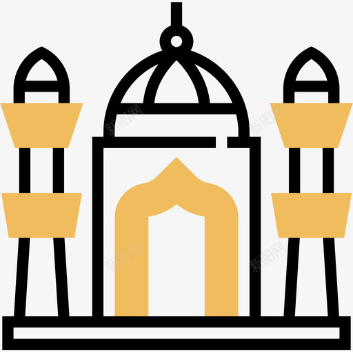 JamaMasjid地标14黄色阴影图标svg_新图网 https://ixintu.com Jama Masjid 地标 阴影 黄色