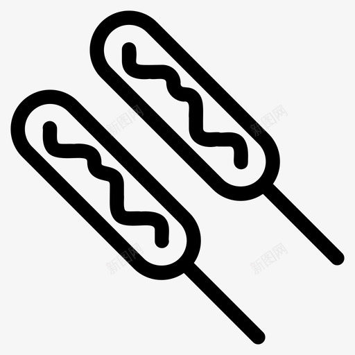 玉米狗烧烤食物图标svg_新图网 https://ixintu.com 串 快餐线图标 水果 烧烤 玉米狗 蔬菜 食物 香肠