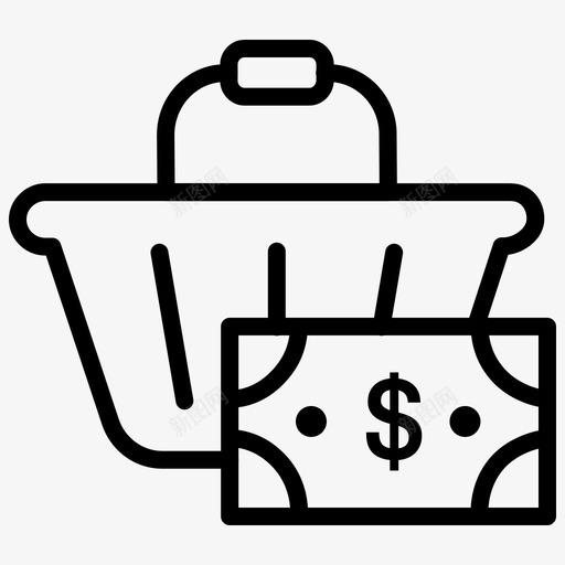 购物车现金网上购物图标svg_新图网 https://ixintu.com 支付 现金 网上购物 购物和电子商务1线 购物篮 购物车