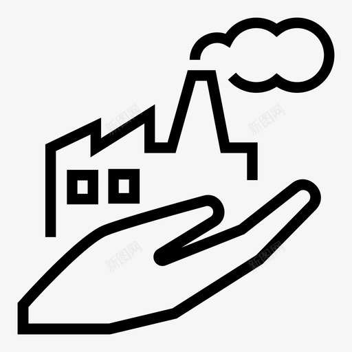 环境保护工厂手图标svg_新图网 https://ixintu.com 工厂 污染 环境保护