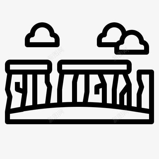 巨石阵英国地标图标svg_新图网 https://ixintu.com 地标 巨石阵 英国 轮廓 风景