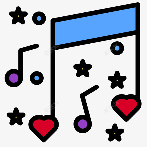 歌曲情人节7线性颜色图标svg_新图网 https://ixintu.com 情人节 歌曲 线性 颜色
