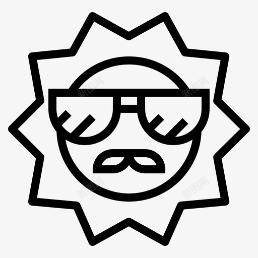 太阳嬉皮士和和平直线图标svg_新图网 https://ixintu.com 和平 太阳 嬉皮士 直线