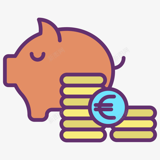 储蓄罐货币11线性颜色图标svg_新图网 https://ixintu.com 储蓄罐 线性 货币 颜色