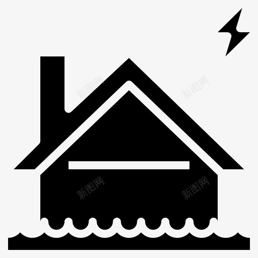 洪水灾难家图标svg_新图网 https://ixintu.com 保险 房子 洪水 灾难 风暴