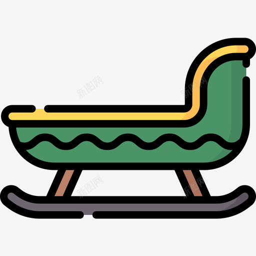 雪橇圣诞玩具10线性颜色图标svg_新图网 https://ixintu.com 圣诞玩具10 线性颜色 雪橇