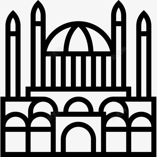 努尔阿斯塔纳清真寺地标6直线图标svg_新图网 https://ixintu.com 努尔阿斯塔纳清真寺 地标6 直线