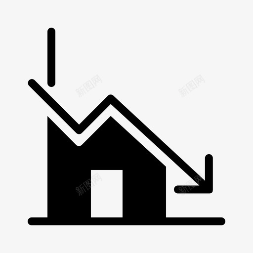 赤字减少房屋图标svg_新图网 https://ixintu.com 不动产 减少 房屋 损失 财产 赤字 雕文