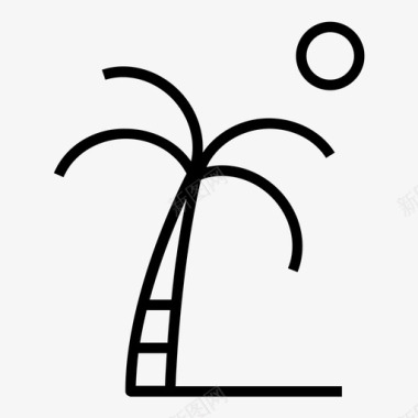 度假棕榈树夏季图标图标