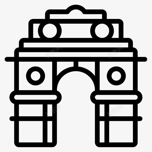 孟买地标和纪念碑直线形图标svg_新图网 https://ixintu.com 地标和纪念碑 孟买 直线形