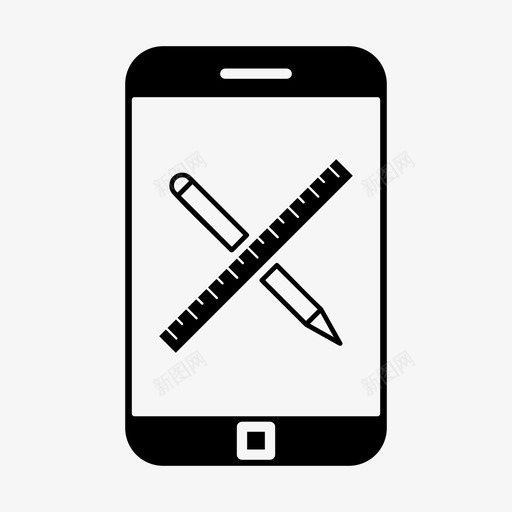 电话留言手机铅笔和尺子图标svg_新图网 https://ixintu.com 书写 手机 智能手机 电话留言 铅笔和尺子