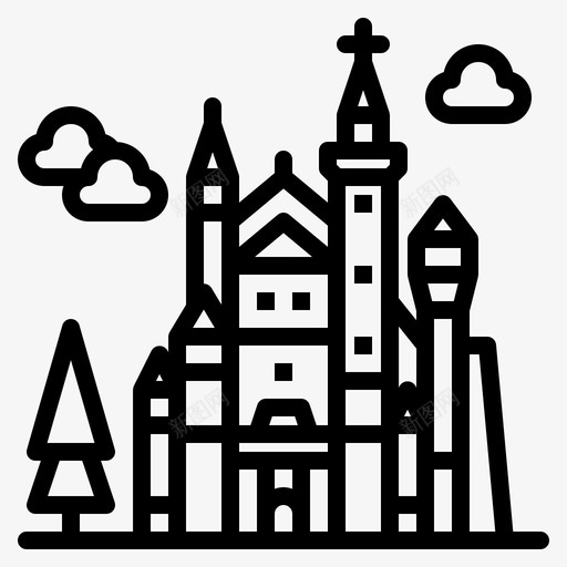 neuschwanstein城堡欧洲德国图标svg_新图网 https://ixintu.com neuschwanstein 地标 城堡 德国 欧洲 轮廓