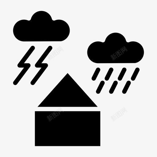 闪电雨季节图标svg_新图网 https://ixintu.com 冬季雕文 季节 潮湿 闪电 雨