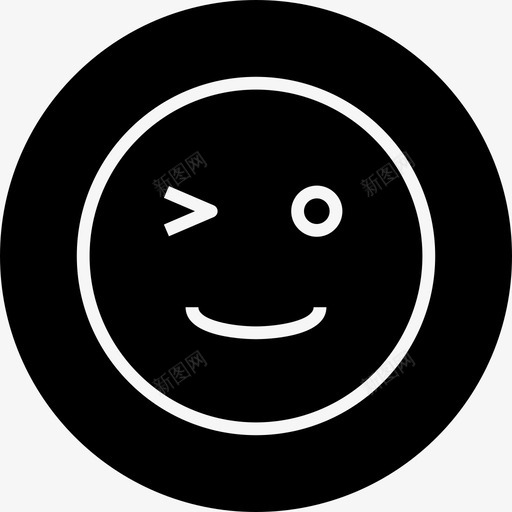 眨眼表情开心图标svg_新图网 https://ixintu.com 开心 微笑 徽章 眨眼 表情