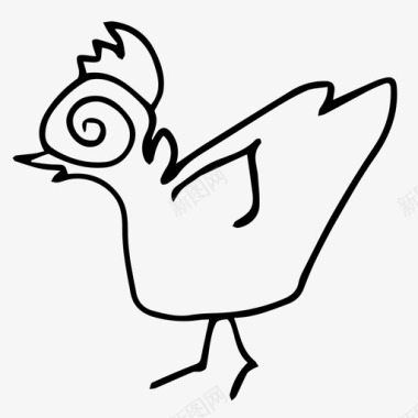 跑鸡鸟手绘图标图标