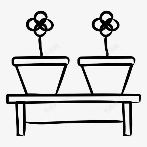 花盆家具手绘图标svg_新图网 https://ixintu.com 家具手绘图标 花盆