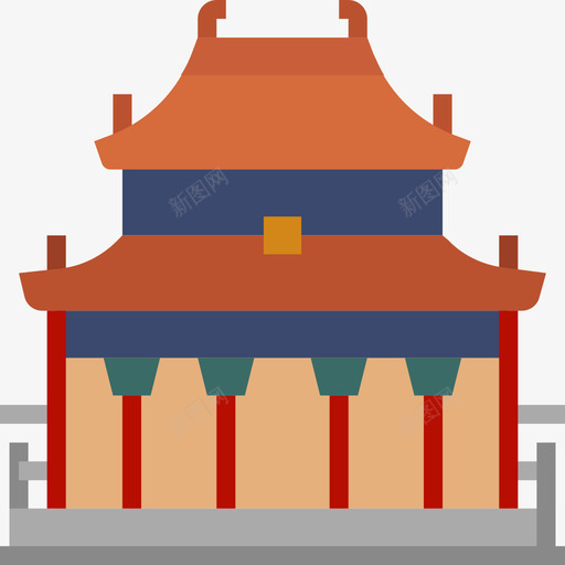天坛亚洲国家地标性建筑3座平地图标svg_新图网 https://ixintu.com 亚洲国家地标性建筑3座 天坛 平地