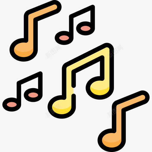 音符游行11线颜色图标svg_新图网 https://ixintu.com 游行 音符 颜色