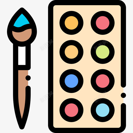 水彩画手工艺品6线颜色图标svg_新图网 https://ixintu.com 手工艺品 水彩画 颜色