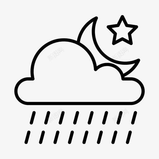 雨夜黑暗月亮图标svg_新图网 https://ixintu.com 天气轮廓 月亮 潮湿 雨夜 黑暗