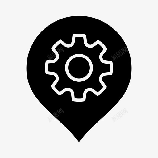 齿轮位置地图图标svg_新图网 https://ixintu.com 位置 地图 字形 实体 设置 齿轮