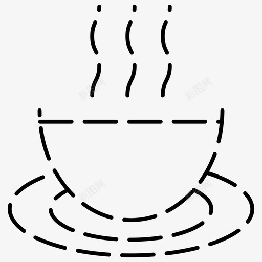 热咖啡杯子饮料虚线图标svg_新图网 https://ixintu.com 咖啡 图标 杯子 虚线 饮料