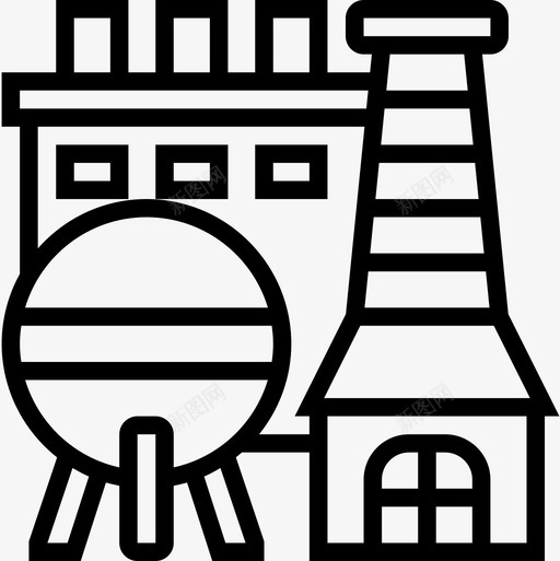 工厂建筑34线性图标svg_新图网 https://ixintu.com 工厂 建筑 线性