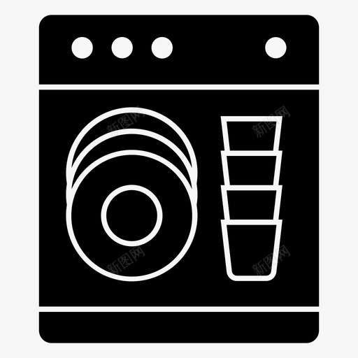 洗碗机清洁烹饪图标svg_新图网 https://ixintu.com 厨房 家用 洗碗机 清洁 烹饪 设备