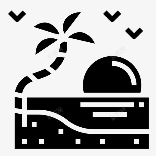 岛日落旅行图标svg_新图网 https://ixintu.com 夏日黑色 岛 度假 旅行 日落