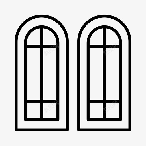 拱形窗建筑装饰图标svg_新图网 https://ixintu.com 建筑 房子 拱形窗 窗户 装饰
