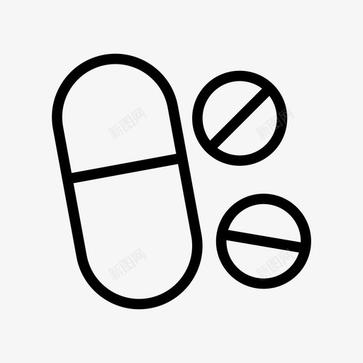 药品胶囊药房图标svg_新图网 https://ixintu.com 医疗线字形48像素 胶囊 药丸 药品 药房