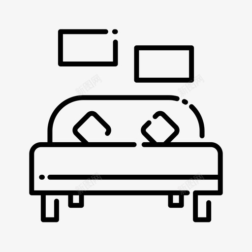 床室内19线性图标svg_新图网 https://ixintu.com 室内设计19 床 线性